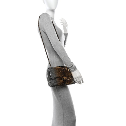 Chanel Sequin Medium Single Flap Silver Gold 2 of 10