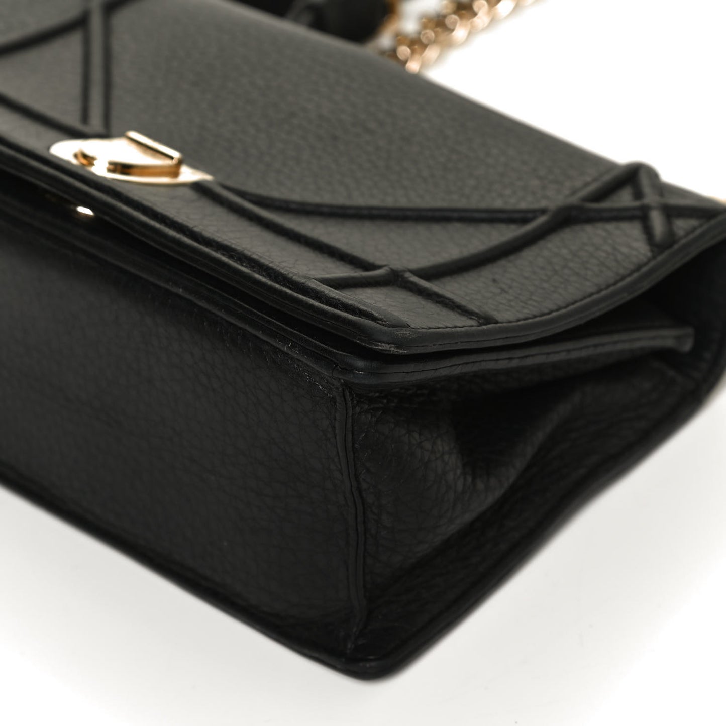 Grained Calfskin Small Diorama Flap Bag Black