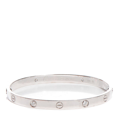 Cartier 18K White Gold 4 Diamond LOVE Bracelet 19 1 of 6