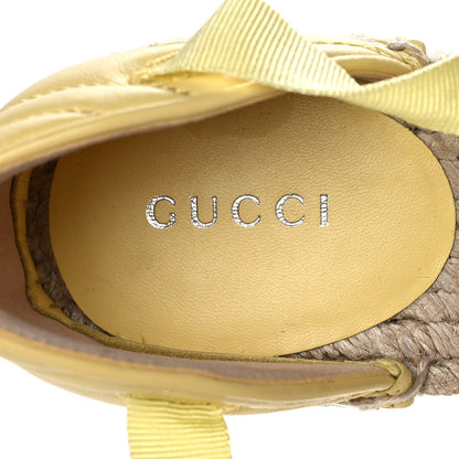 Gucci Nappa Matelasse GG Marmont Ankle Wrap Platform Espadrille Wedges 37.5 Banana 7 of 10