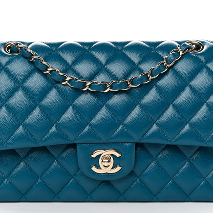 Chanel Caviar Quilted Medium Double Flap Dark Turquoise 8 of 14