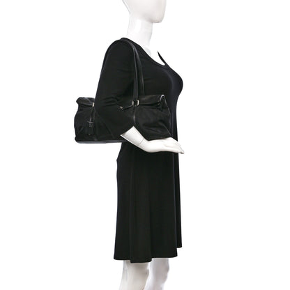 Prada Tessuto Nylon Vitello Foldover Pushlock Satchel Black 2 of 10