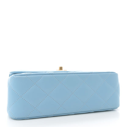 Chanel Lambskin Metal Quilted Twist Top Handle Flap With Chain Light Blue 4 of 11