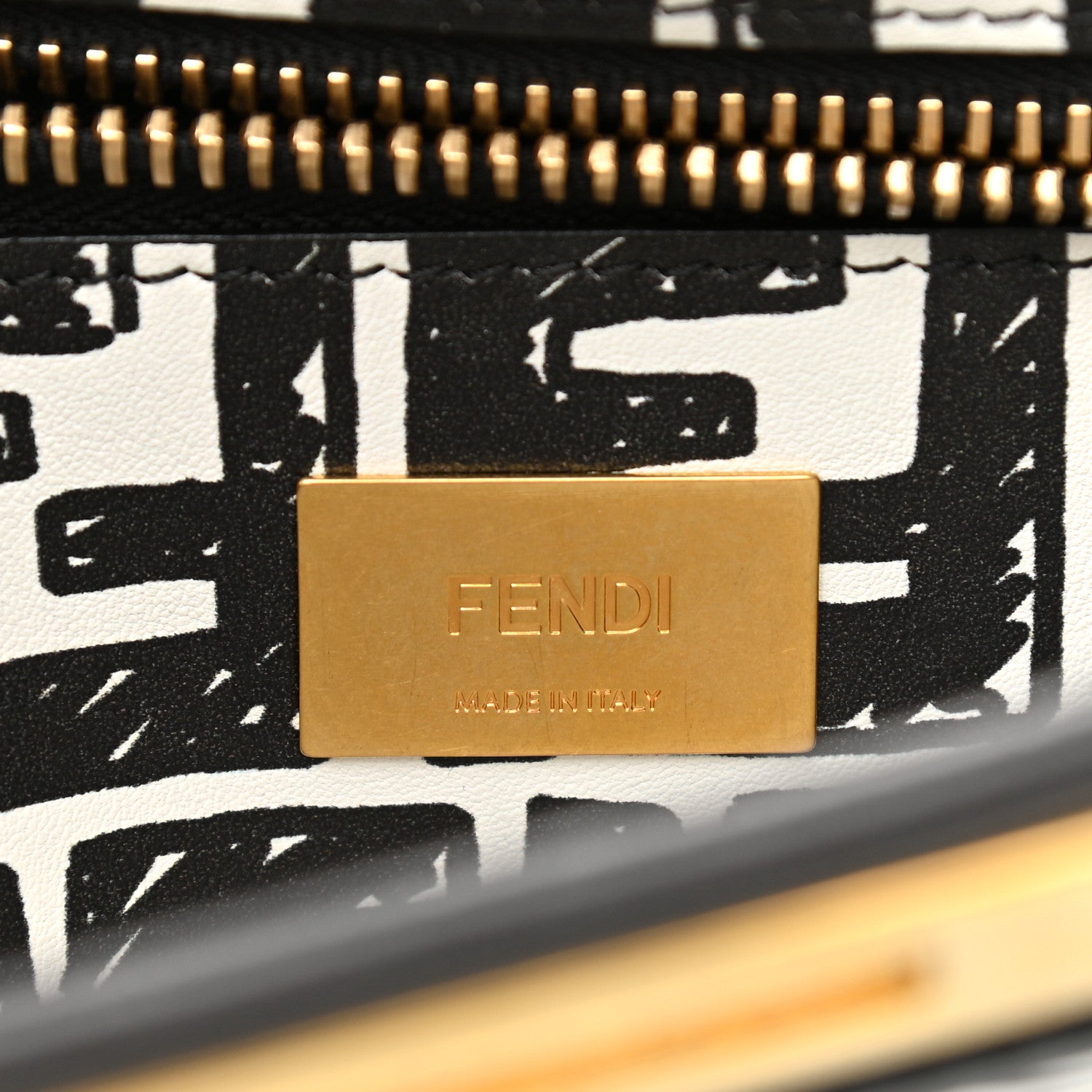 Fendi X JOSHUA VIDES Calfskin Medium Peekaboo Iconic Satchel White Black 7 of 11