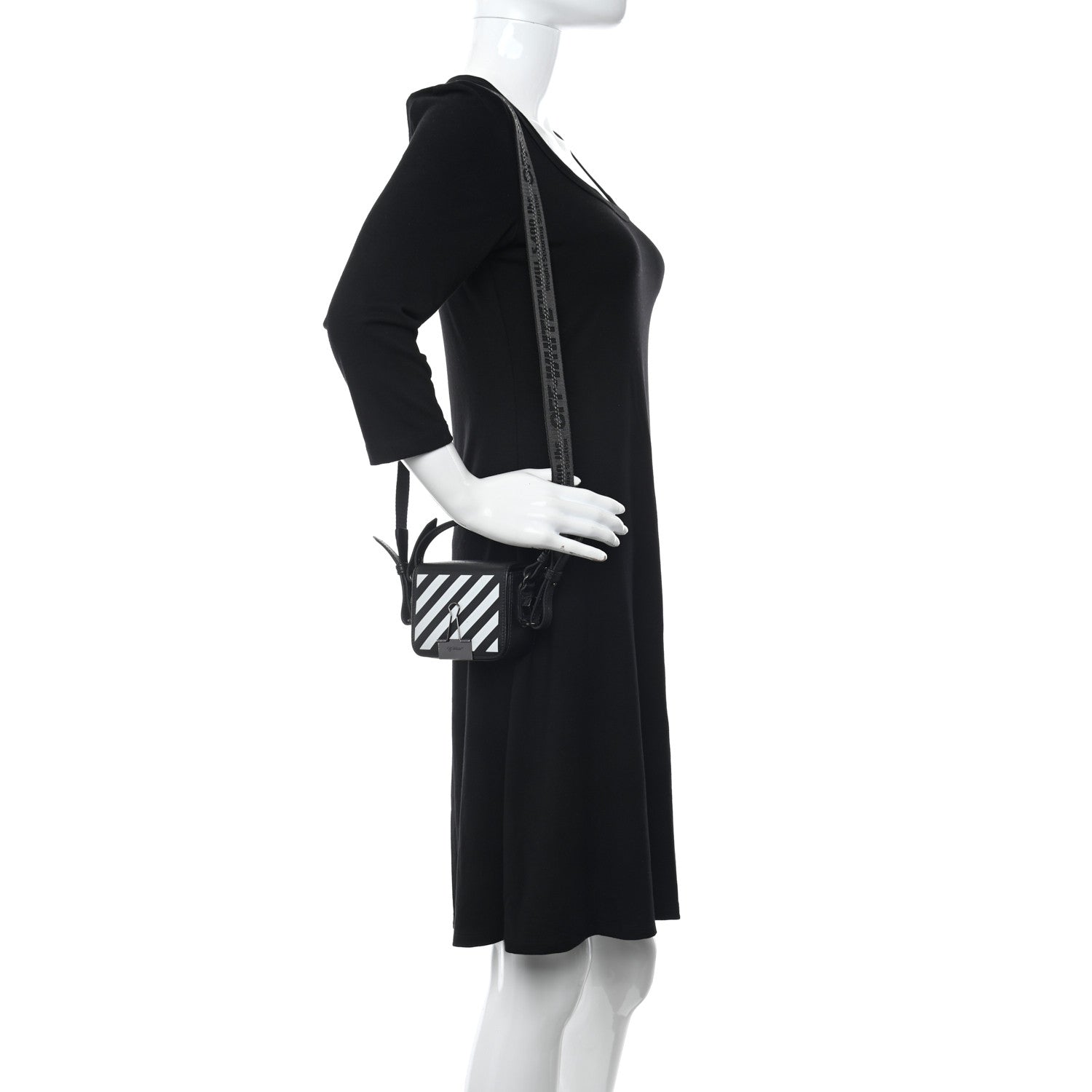 Off-White Calfskin Diag Belt Bag Black White 2 of 12