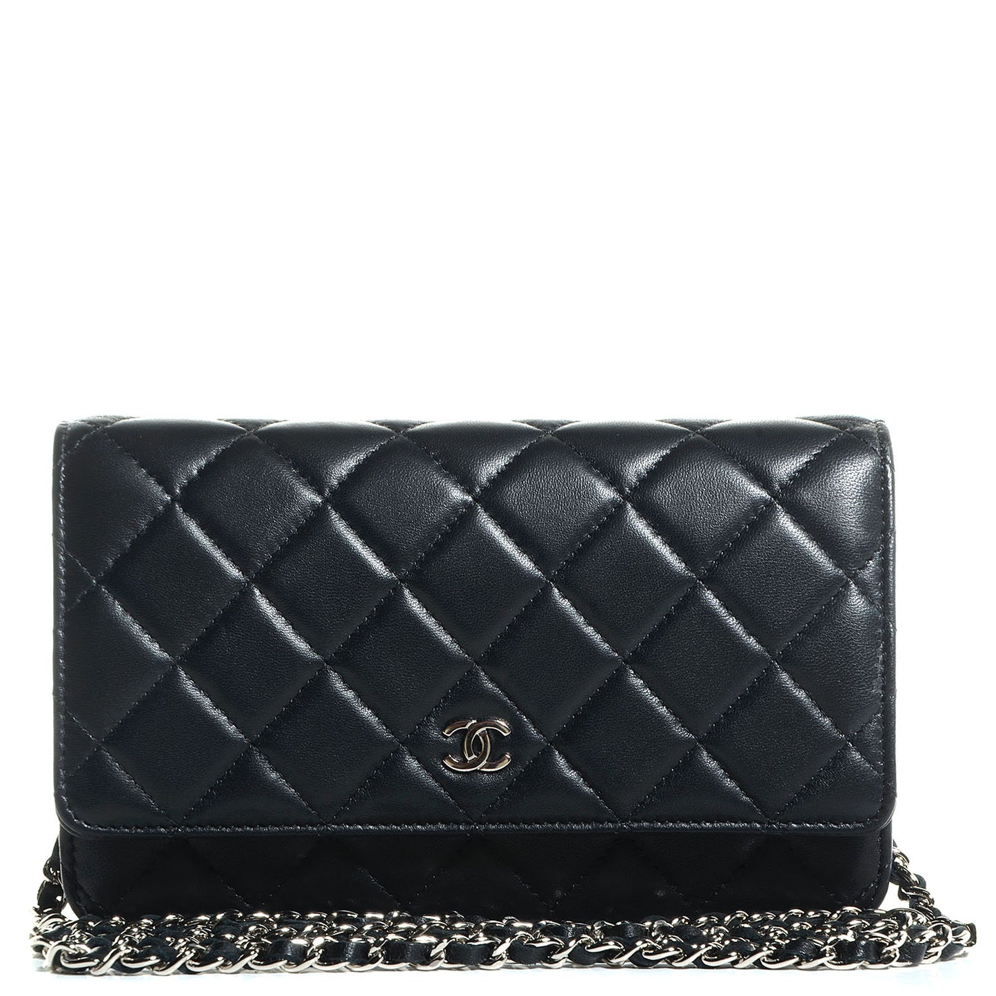 Lambskin Quilted Wallet On Chain WOC Black