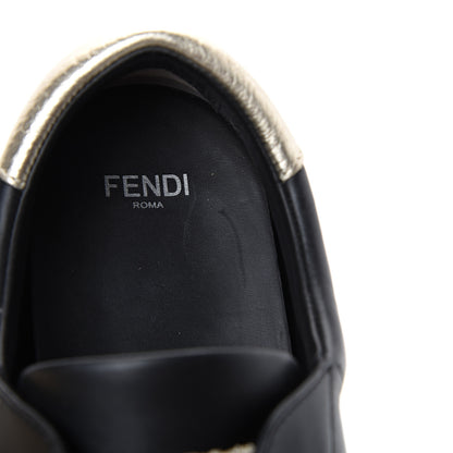 Fendi Vitello Lurex Rockoclick Slip On Sneakers 39.5 Black Gold 8 of 9