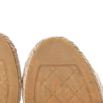 Chanel Lambskin CC Espadrilles 38 Beige Black 6 of 10