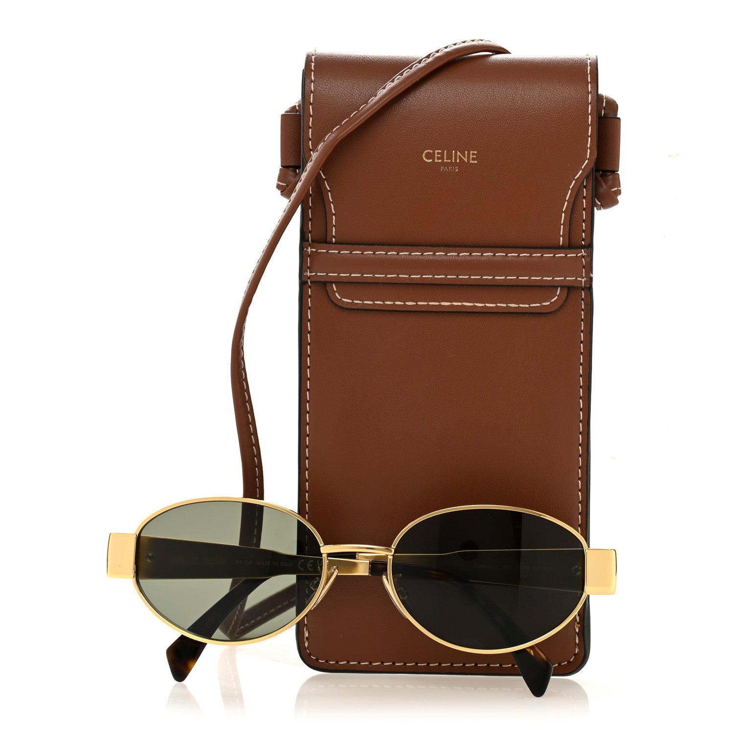 Celine Metal Triomphe 01 Sunglasses CL40235U Gold Green 1855166