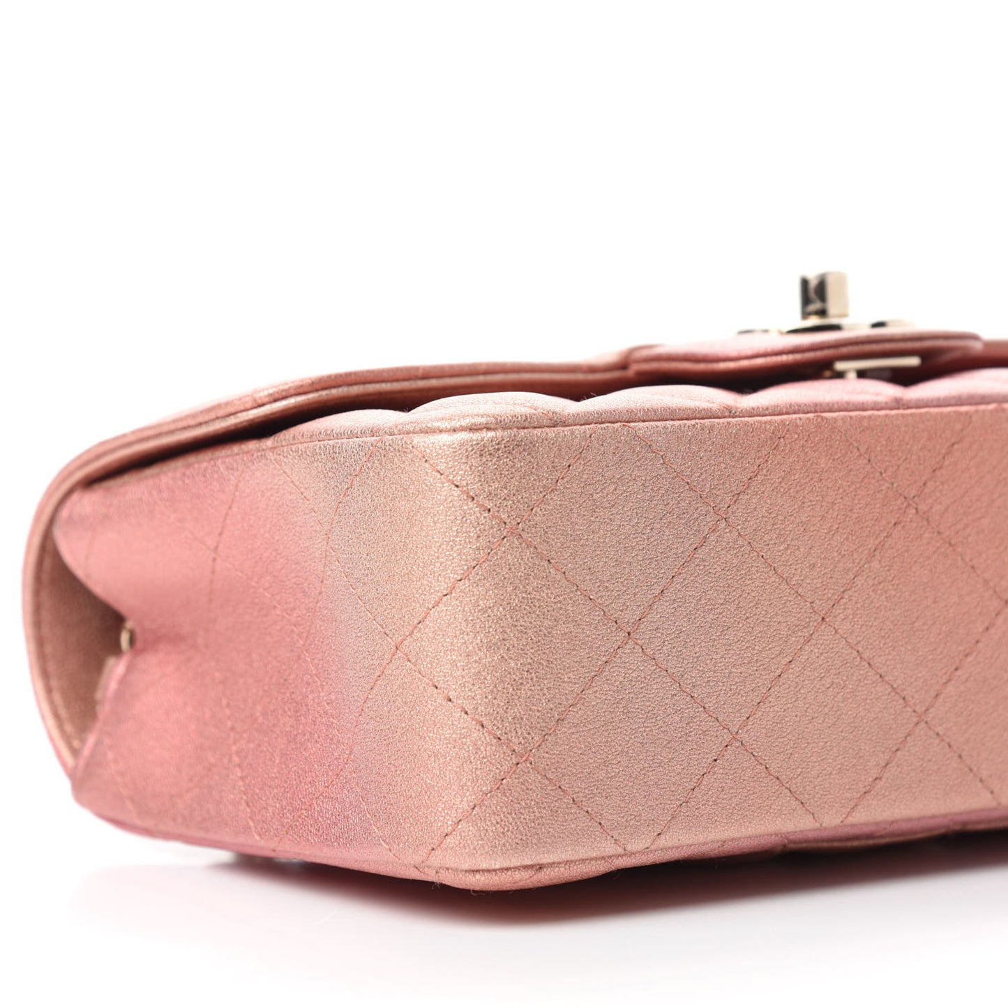 Metallic Lambskin Quilted Ombre Mini Rectangular Flap Pink