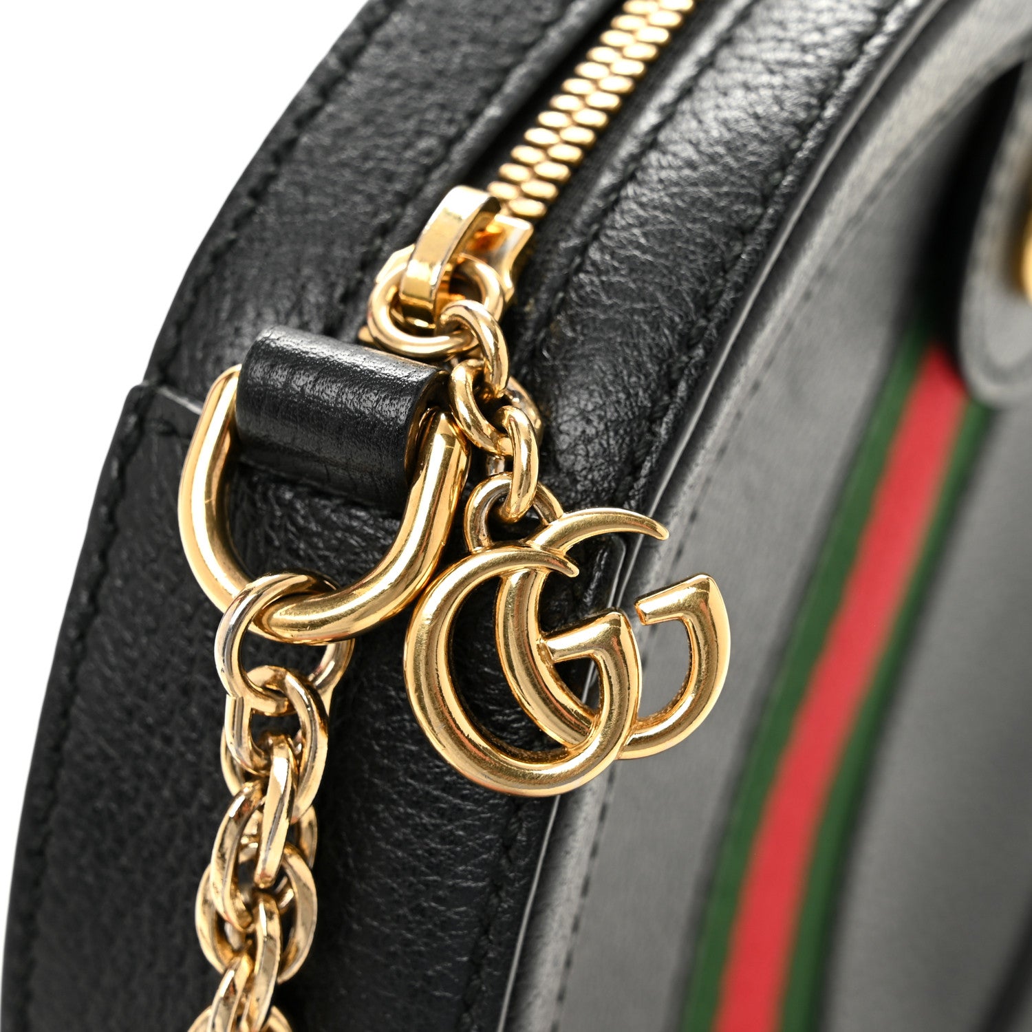 Gucci Grained Calfskin Web Mini Ophidia Round Shoulder Bag Black 12 of 12