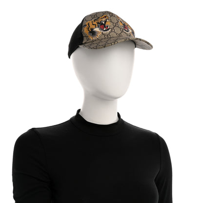 Gucci GG Supreme Monogram Tiger Print Baseball Hat XS Beige 2 of 10