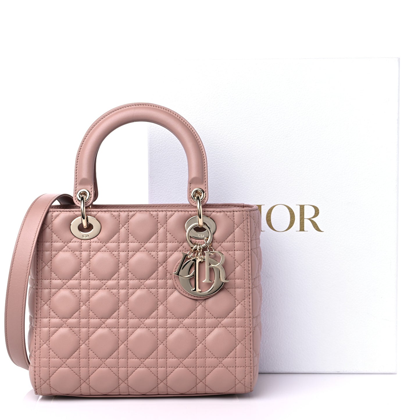 Lambskin Cannage Medium Lady Dior Beige