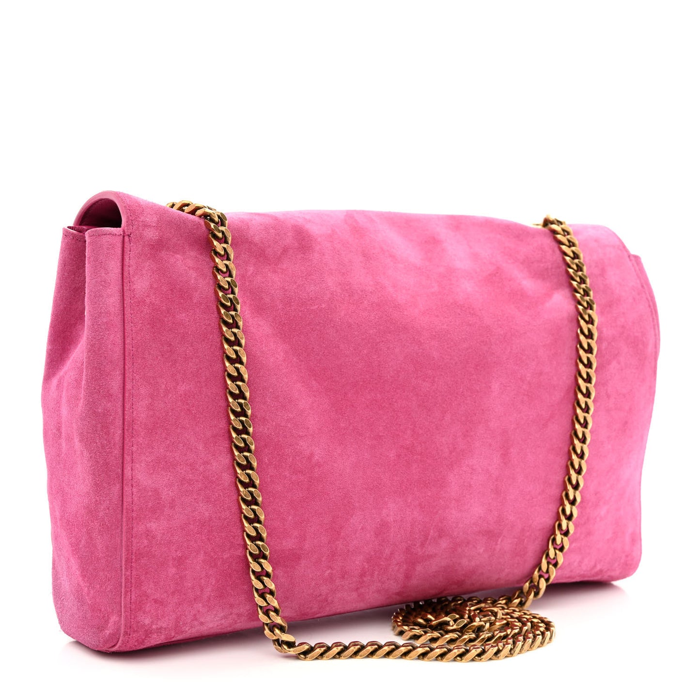 Smooth Calfskin Suede Medium Reversible Monogram Kate Satchel Rose Rubis