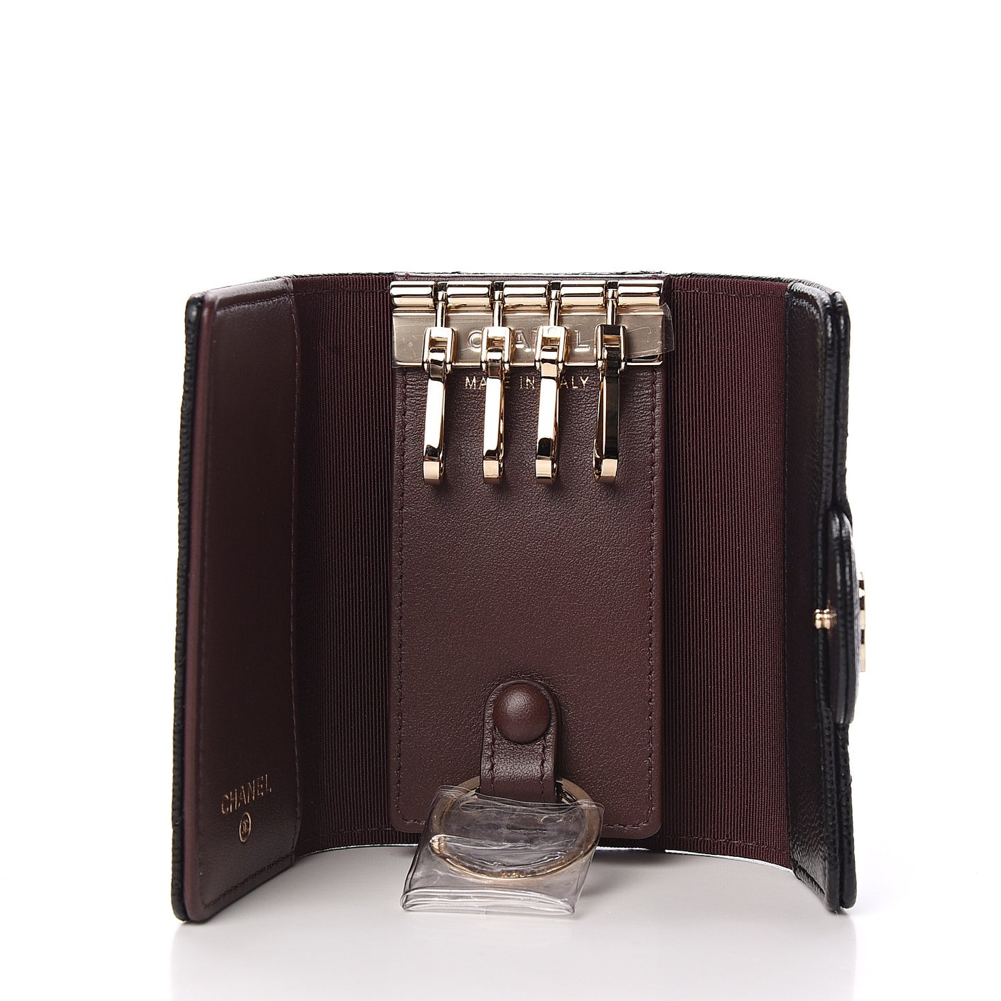 Caviar Quilted Classic 4 Key Holder Wallet Black