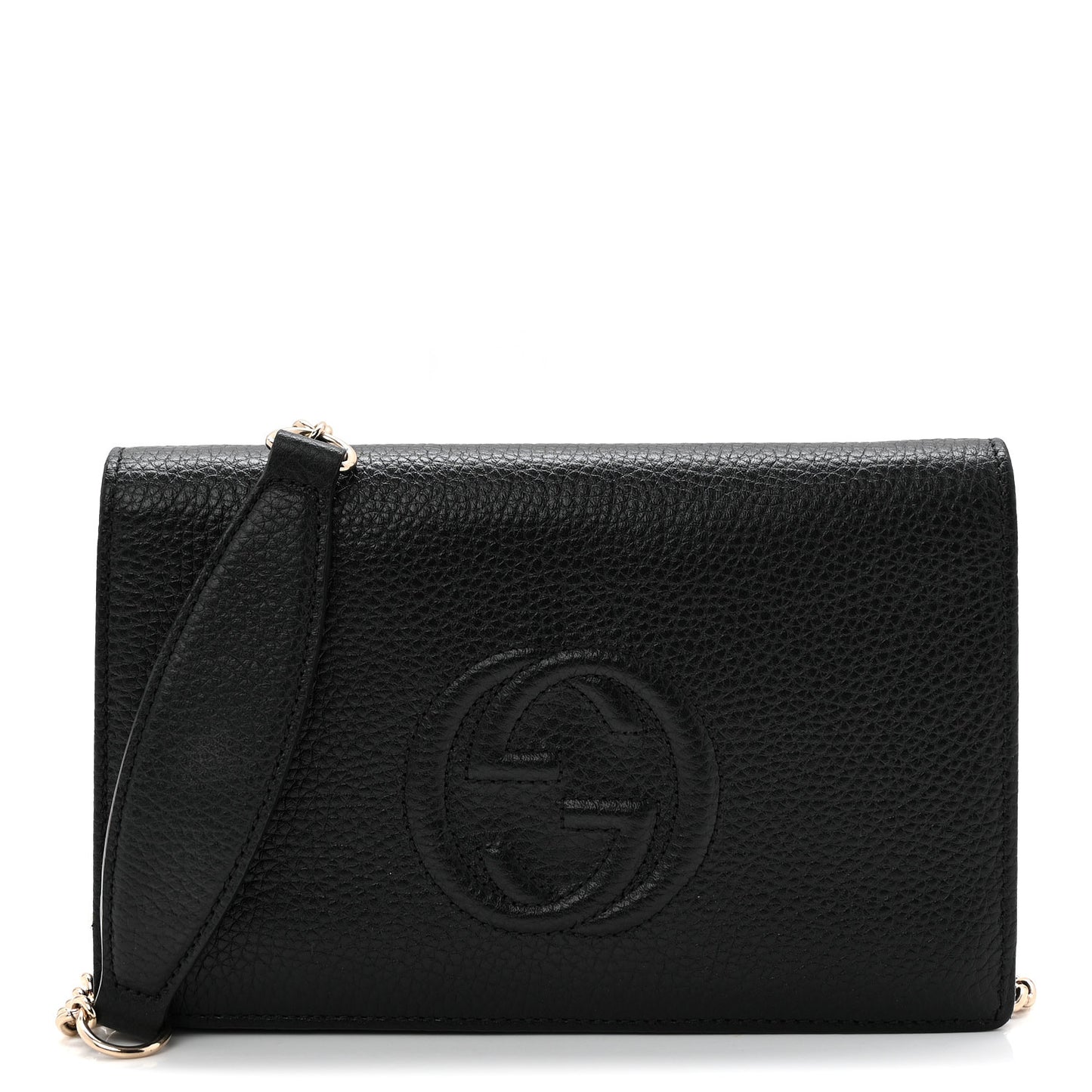 Pebbled Calfskin Soho Wallet On Chain Black