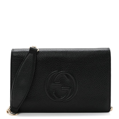 Gucci Pebbled Calfskin Soho Wallet On Chain Black 1 of 10