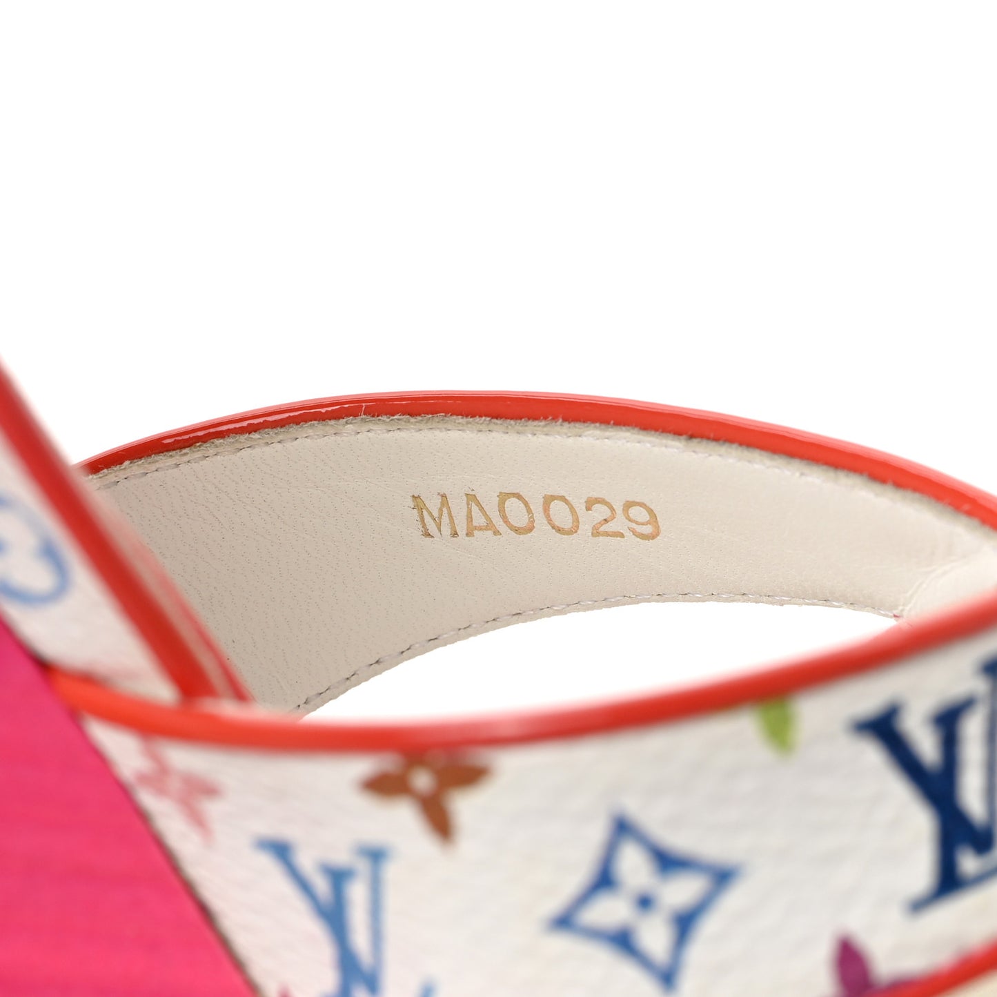 Monogram Multicolor Wedge Sandals 39 White Pink