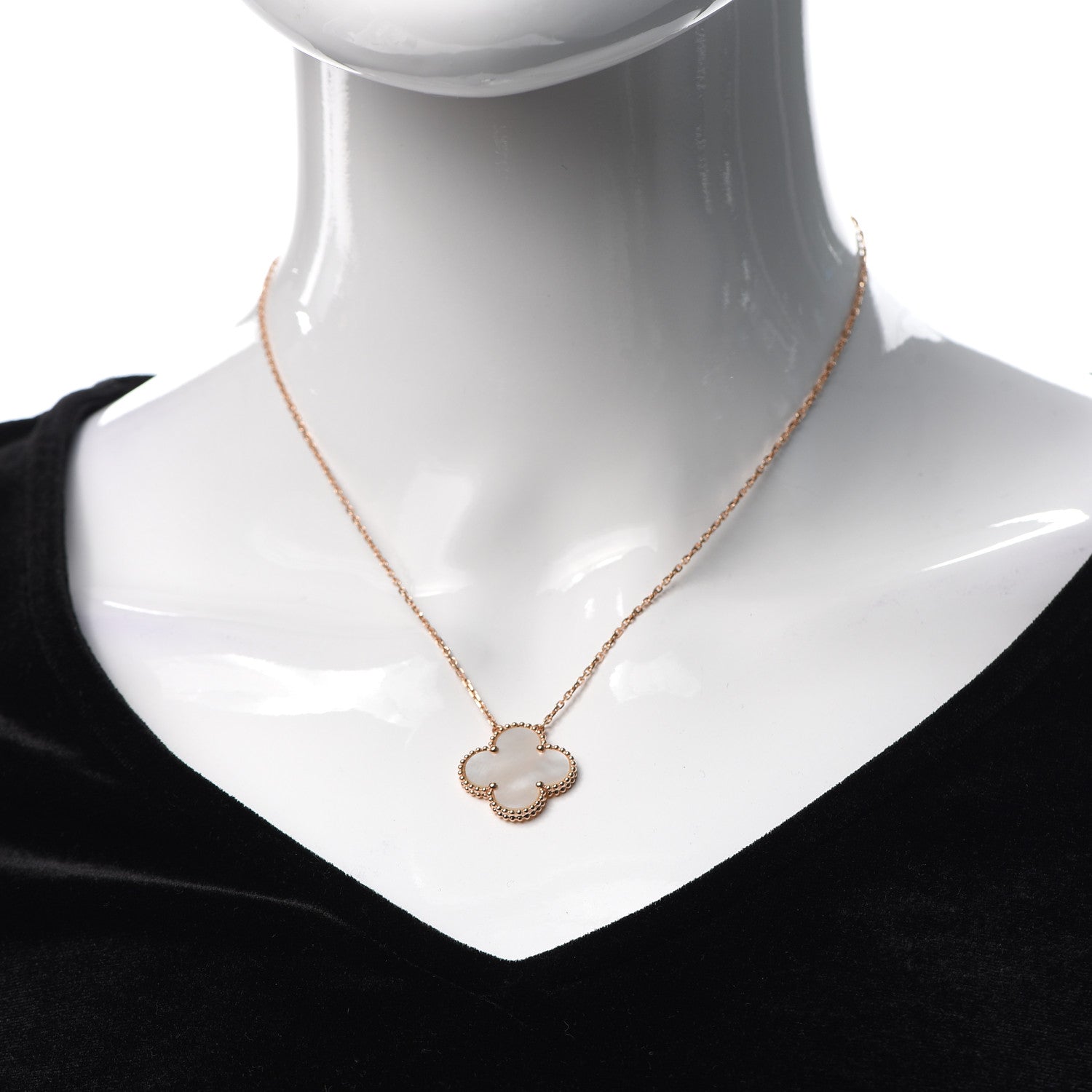 Van Cleef & Arpels 18K Rose Gold Mother of Pearl Magic Alhambra Pendant Necklace 2 of 8
