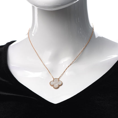 Van Cleef & Arpels 18K Rose Gold Mother of Pearl Magic Alhambra Pendant Necklace 2 of 8