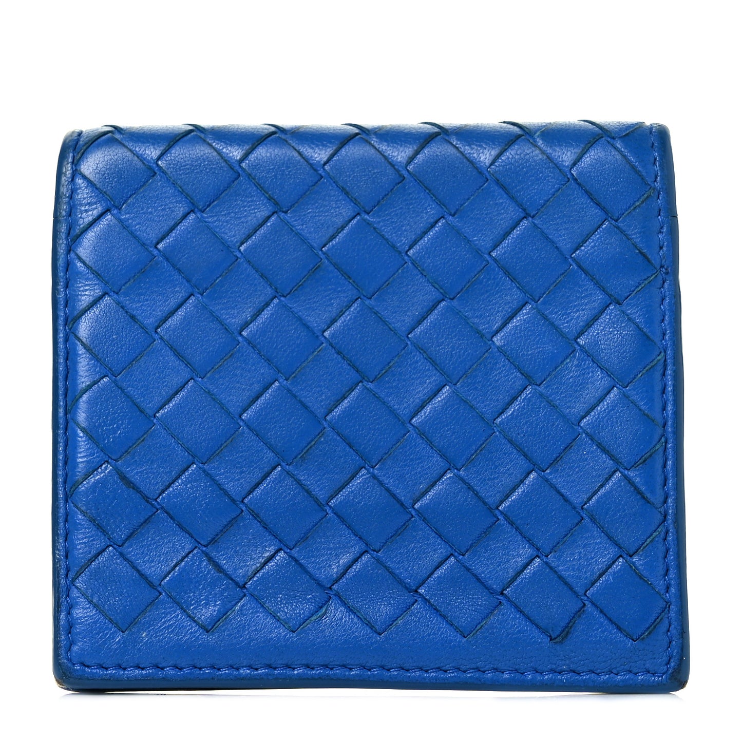 Nappa Intrecciato Card Holder Blue