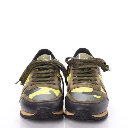 Valentino Garavani Nappa Suede Camouflage Womens Rockrunner Sneakers 39 Military Green 2 of 9