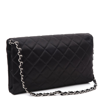 Chanel Satin Quilted Medium Leo Lion Flap Clutch Black 3 of 10