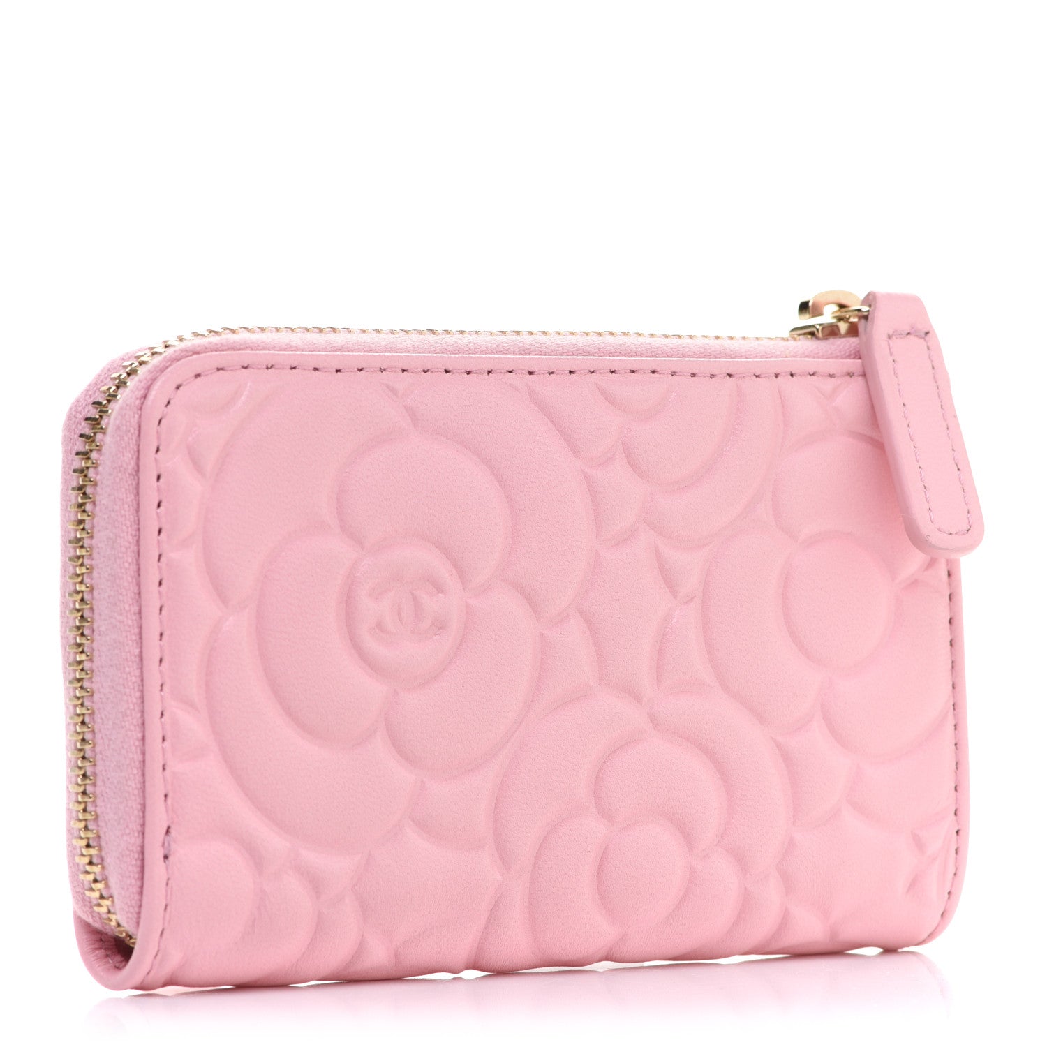 Chanel Lambskin Camellia Embossed Key Holder Case Pink 3 of 8