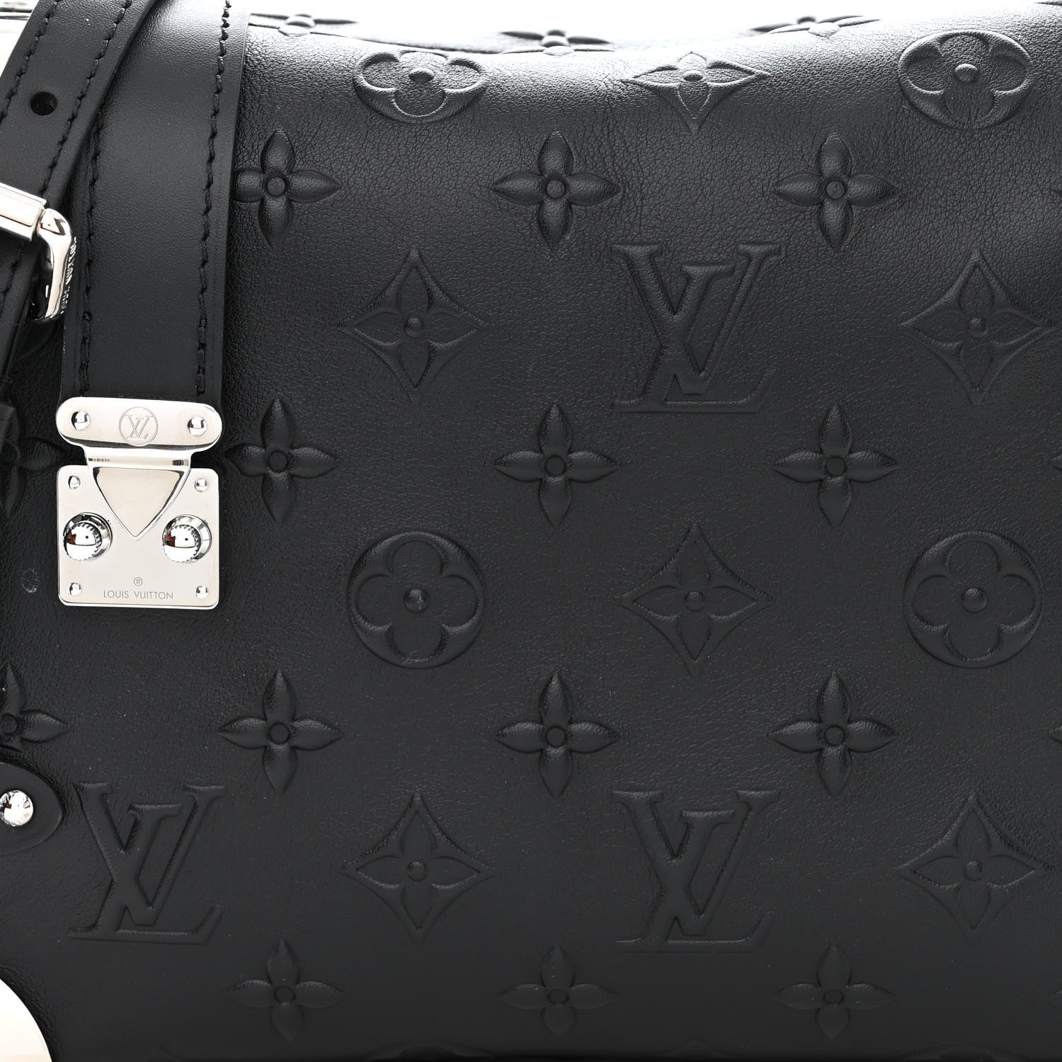 Louis Vuitton Calfskin Debossed Monogram Side Trunk Black 7 of 9