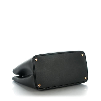 Prada Saffiano Cuir Large Double Bag Black Fuoco 5 of 8