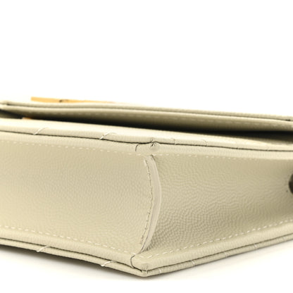Saint Laurent Grain De Poudre Matelasse Chevron Monogram Envelope Chain Wallet Crema Soft 8 of 10