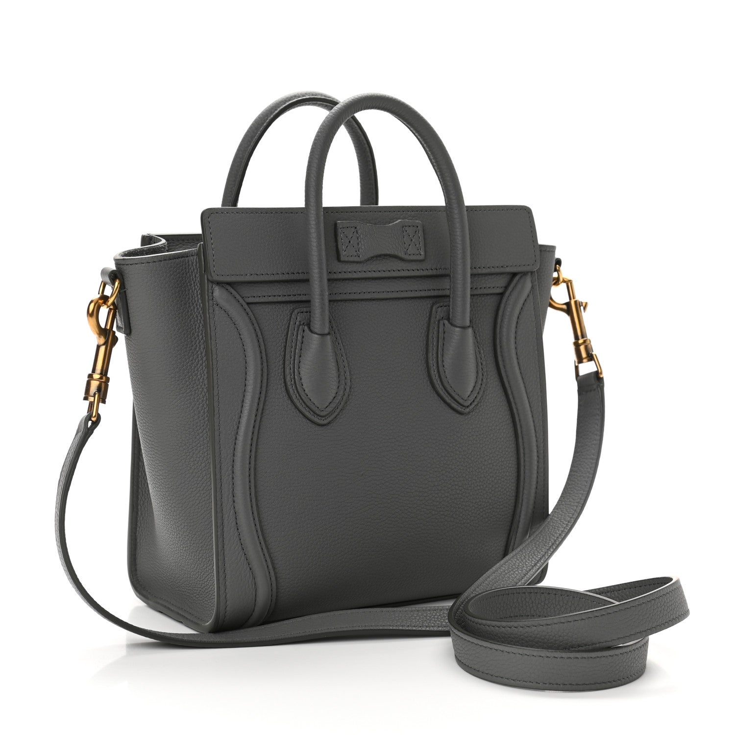 Celine Drummed Calfskin Nano Luggage Kohl 2 of 11