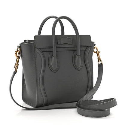 Celine Drummed Calfskin Nano Luggage Kohl 2 of 11