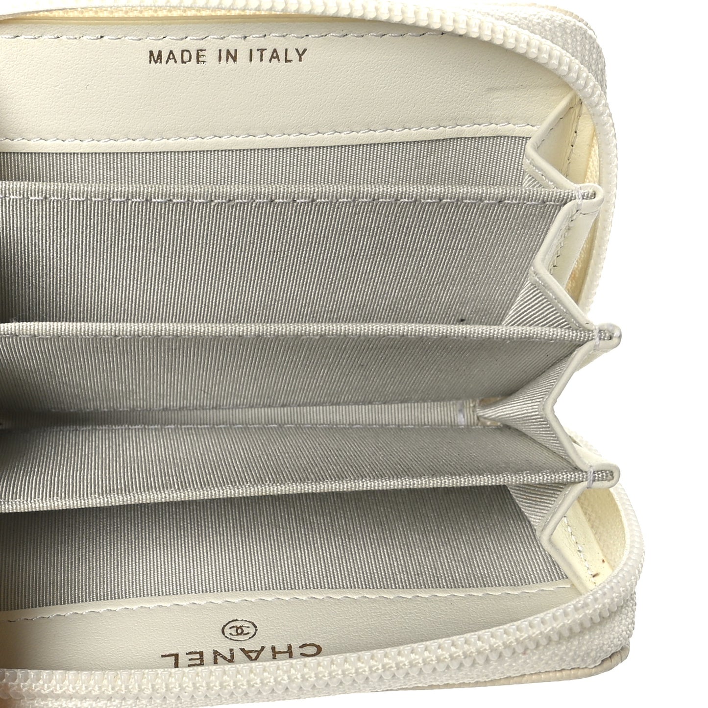 Caviar Quilted Boy Zip Around Coin Purse Wallet Ivory