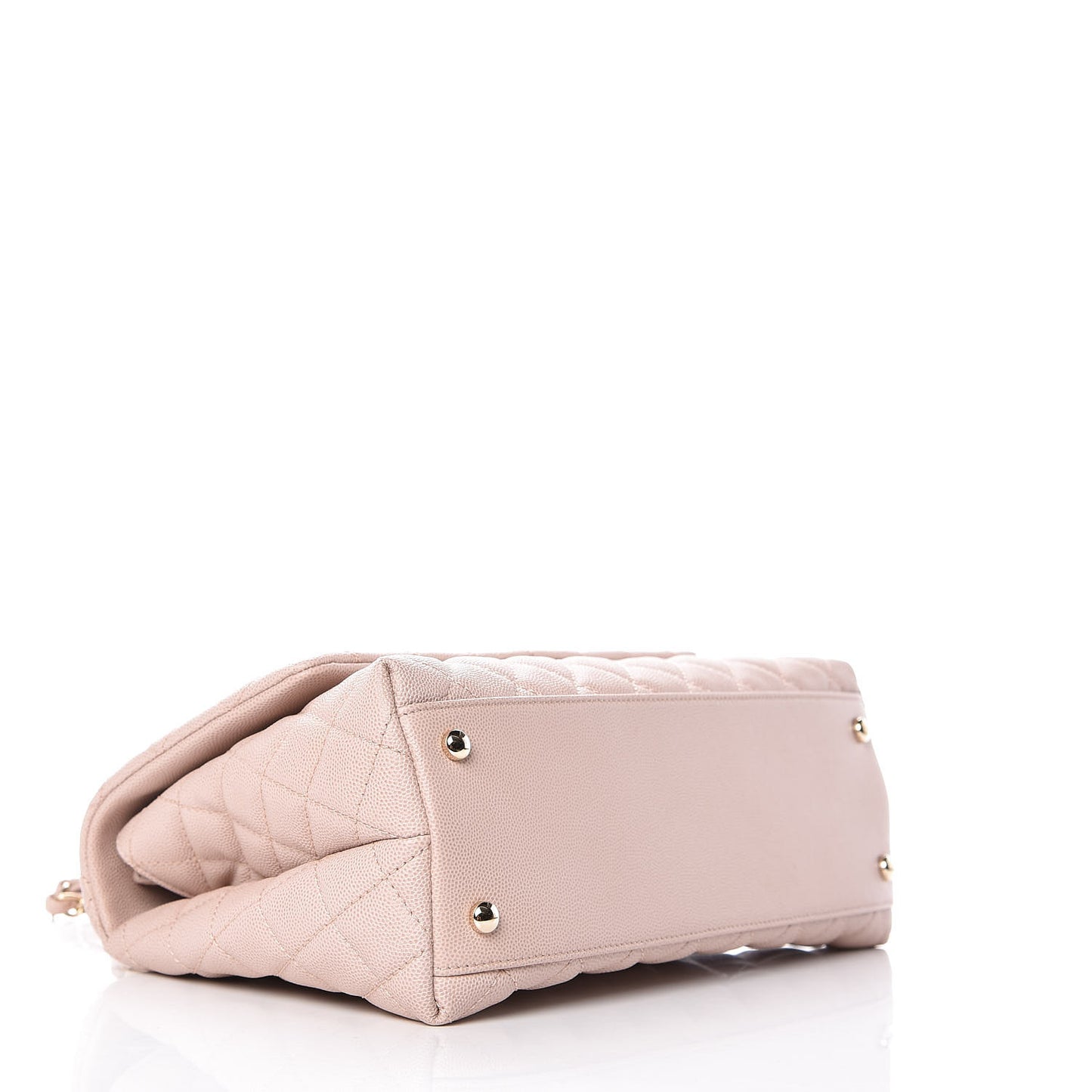 Caviar Quilted Small Coco Handle Flap Light Beige