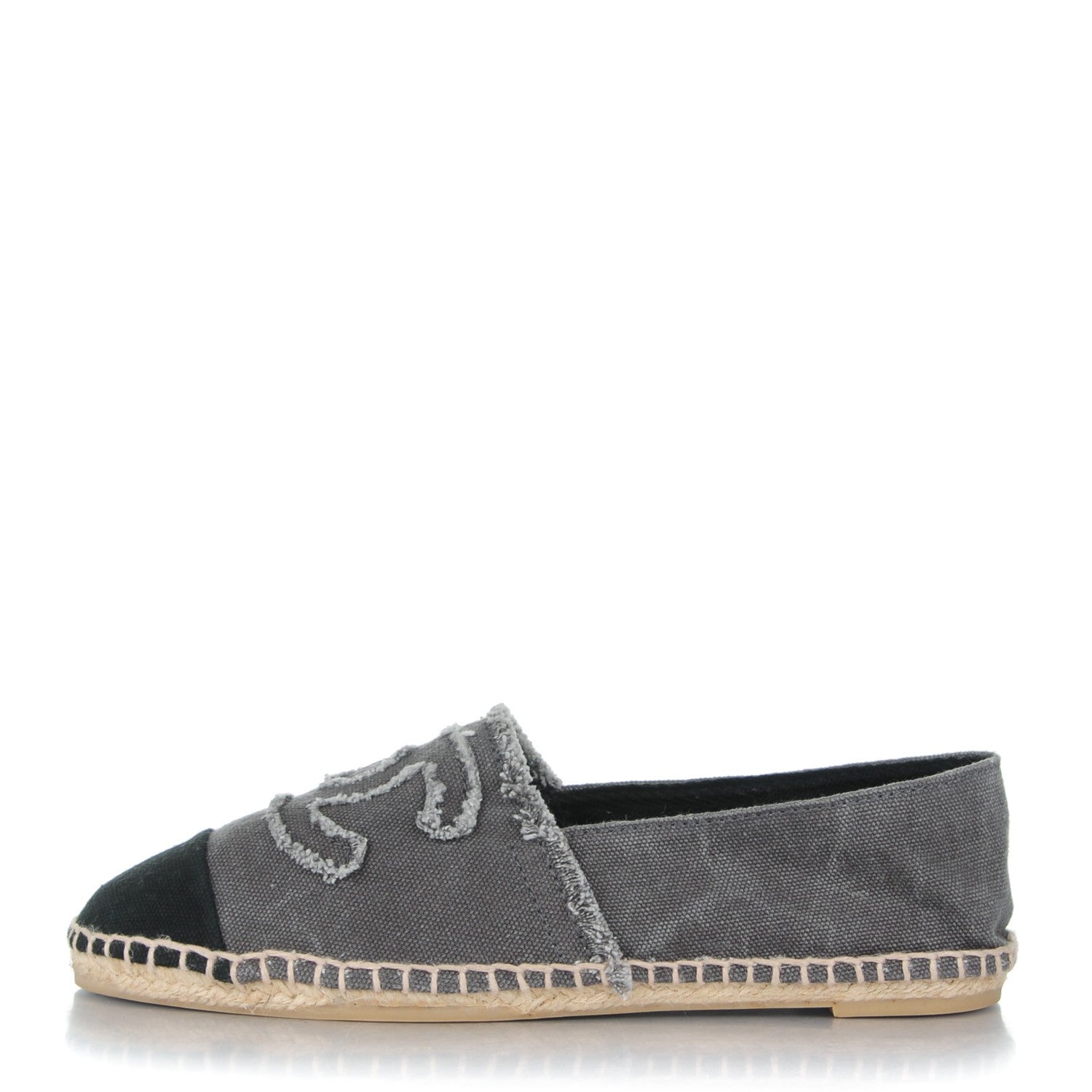 Chanel Toile CC Espadrilles 36 Grey Black 1 of 7