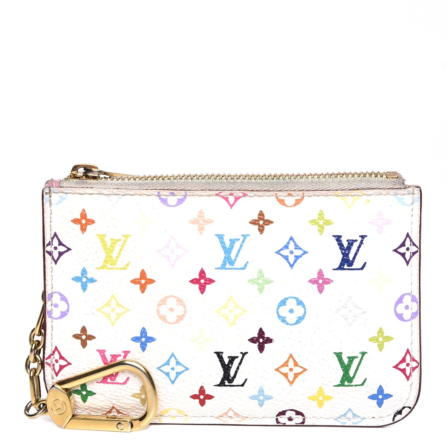 Louis Vuitton Monogram Multicolor Key Pouch White Litchi 1 of 9