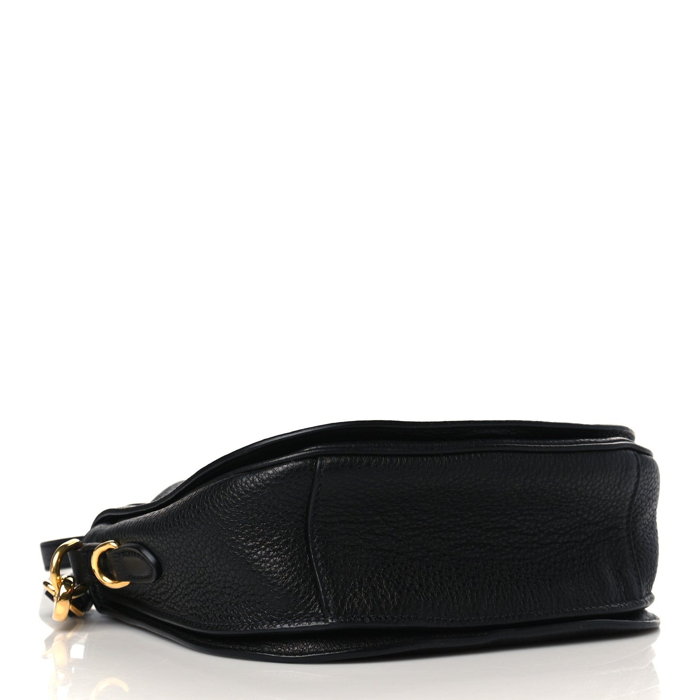 Vitello Daino Soft Shoulder Flap Bag Black