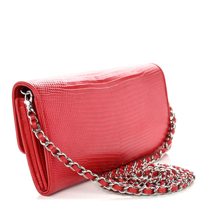 Chanel Lizard Wallet On Chain WOC Red 3 of 11