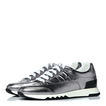 Hermes Metallic Nappa Womens Trail Sneakers 38 Gris Argente 3 of 12