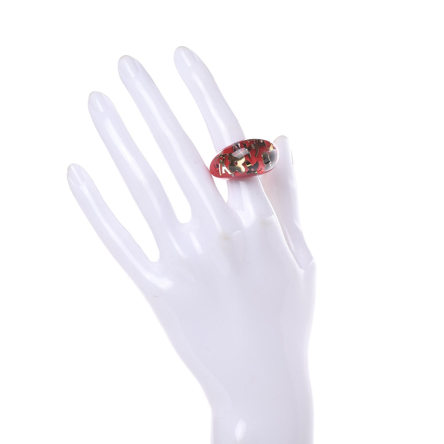 Resin Swarovski Crystal Inclusion Ring 5.75 Pomme D'Amour