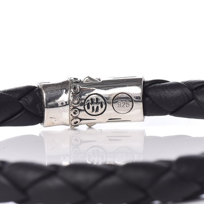 John Hardy Sterling Silver Leather Braided Bamboo Bracelet Black 4 of 5