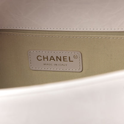 Chanel Crumpled Calfskin Chevron Medium Chain Boy Flap Ivory 7 of 11