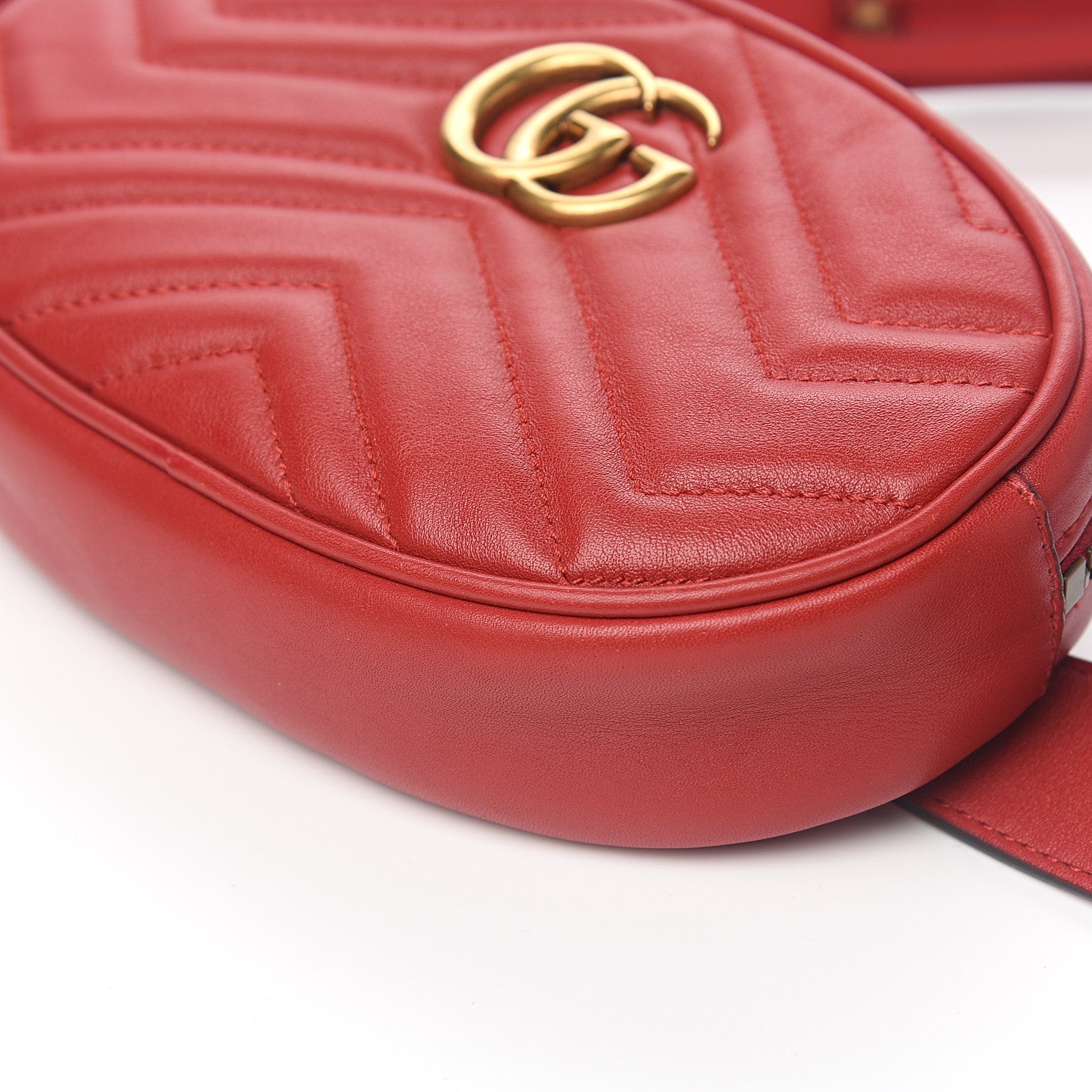Gucci Calfskin Matelasse GG Marmont Belt Bag 95 38 Hibiscus Red 8 of 8