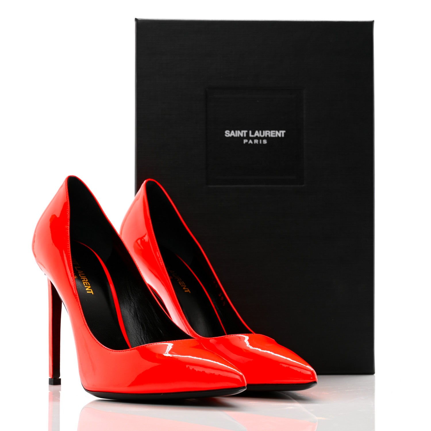 Saint Laurent Patent Paris 105 Pumps 39.5 Orange Fluo 11 of 11