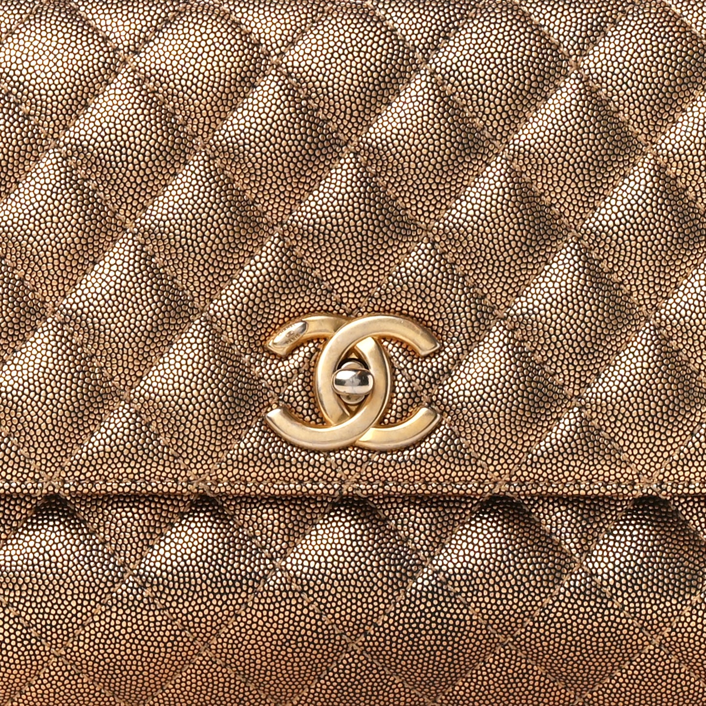 Metallic Caviar Quilted Small Coco Handle Flap Bronze