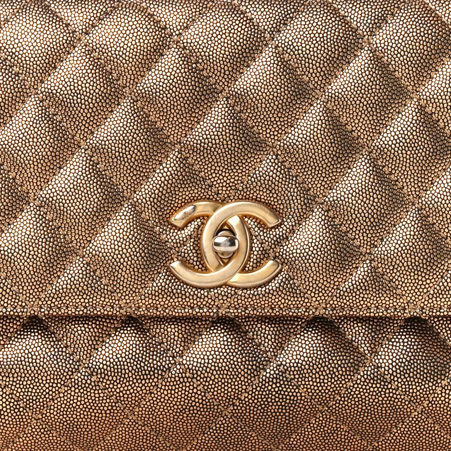 Chanel Metallic Caviar Quilted Small Coco Handle Flap Bronze 9 of 14