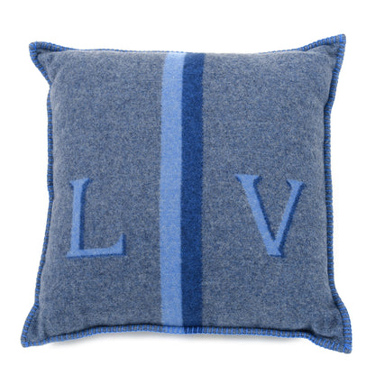Louis Vuitton Wool Cashmere Cushion Pillow Blue Gray 1 of 3