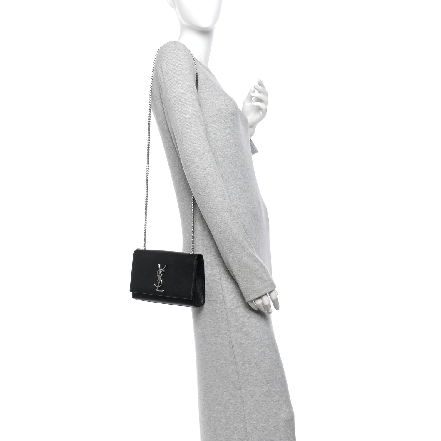 Saint Laurent Grain De Poudre Small Monogram Kate Satchel Black 2 of 14