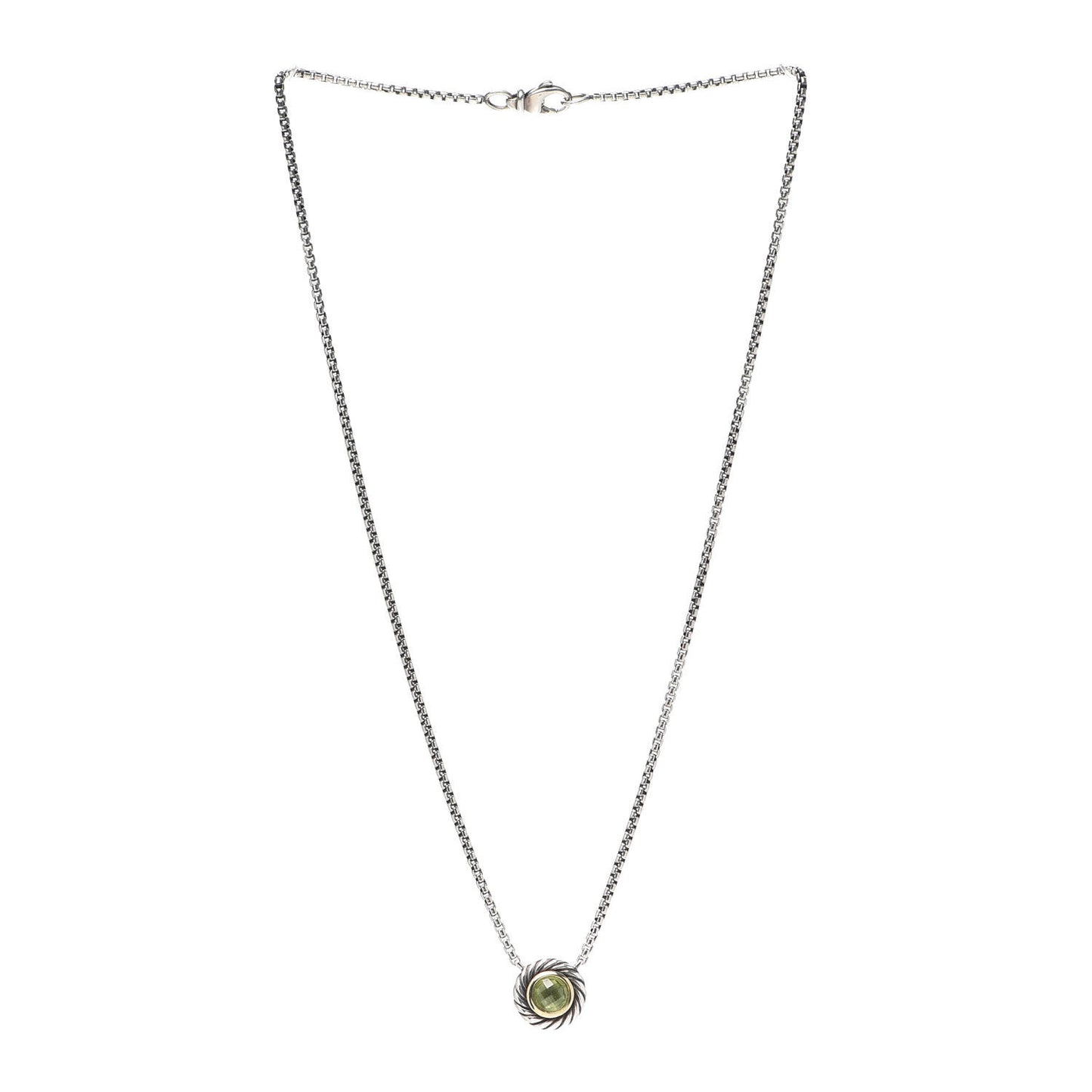 Sterling Silver 18K Yellow Gold Peridot Cookie Pendant Necklace